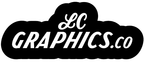 Logo of LC Graphics.co with a cloud-like design